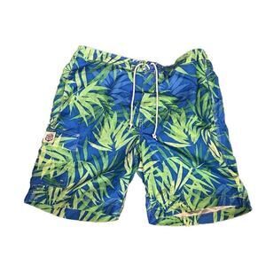 Chaps Mens Size XXL Tropical Swim Trunks Blue Green